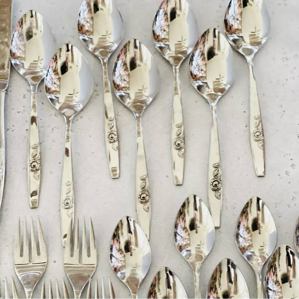 37 Pc. Oneida SSS stainless flatware OUR ROSE Lot Forks Knives Spoons - Picture 5 of 7